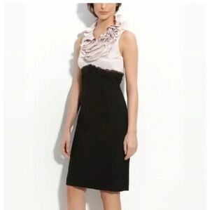 JS Collections Dress Womens Sz 14Ruffle Collar Crepe Sheath Midi Size 14